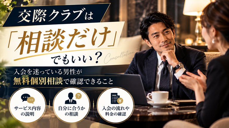 交際クラブは「相談だけ」でもいい?入会を迷っている男性が無料個別相談で確認できること